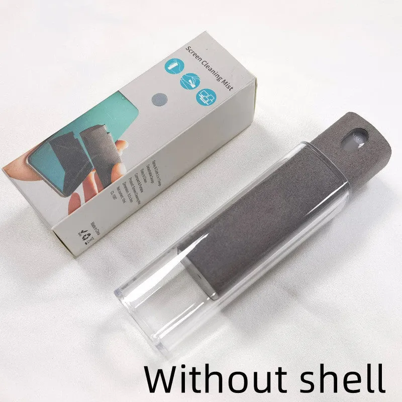 Portable screen cleaner kit with spray bottle and microfiber wipe for electronic displays