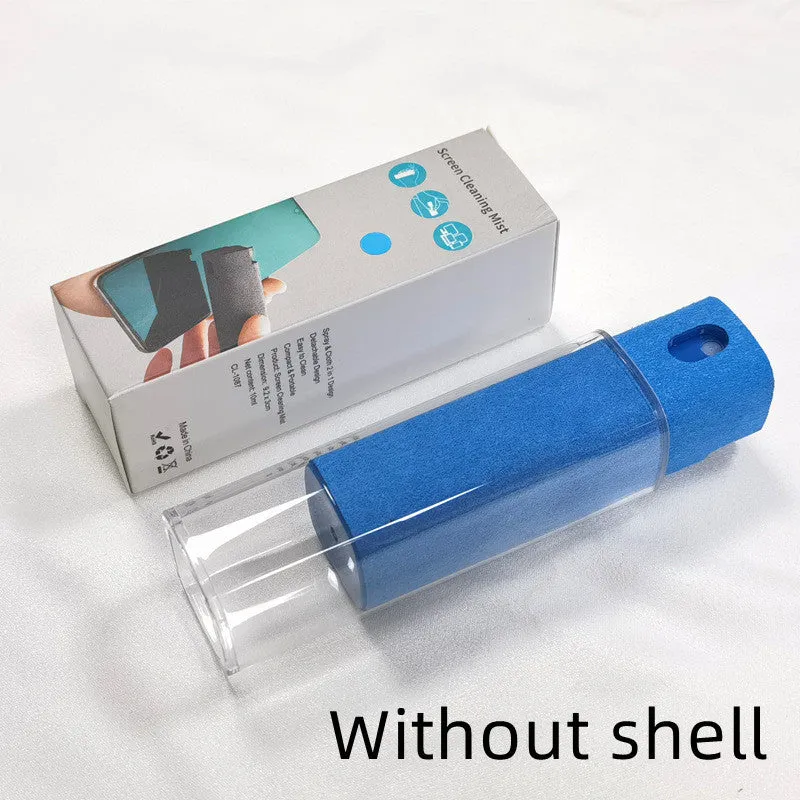 Portable screen cleaner kit with spray bottle and microfiber wipe for electronic displays