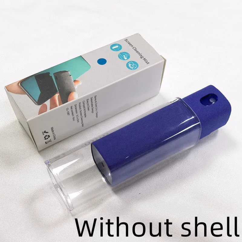 Portable screen cleaner kit with spray bottle and microfiber wipe for electronic displays