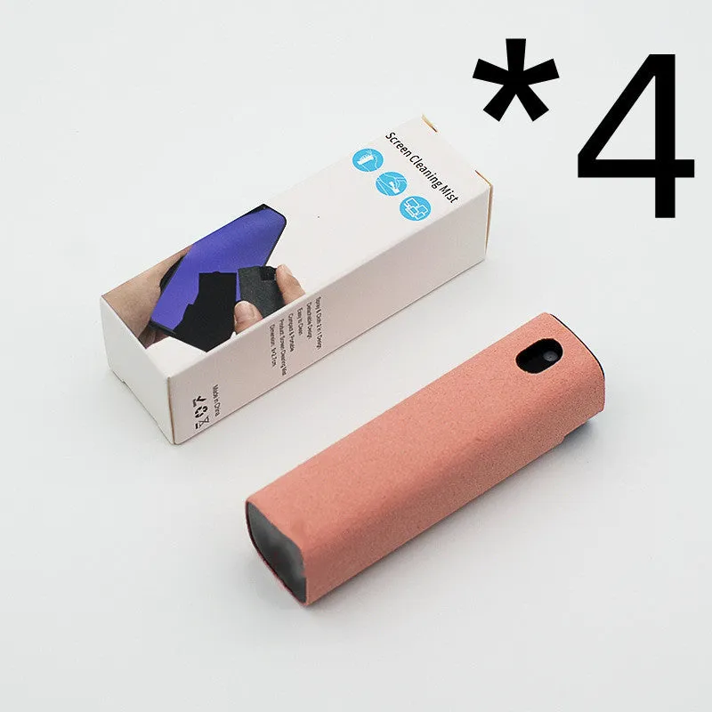 Portable screen cleaner kit with spray bottle and microfiber wipe for electronic displays