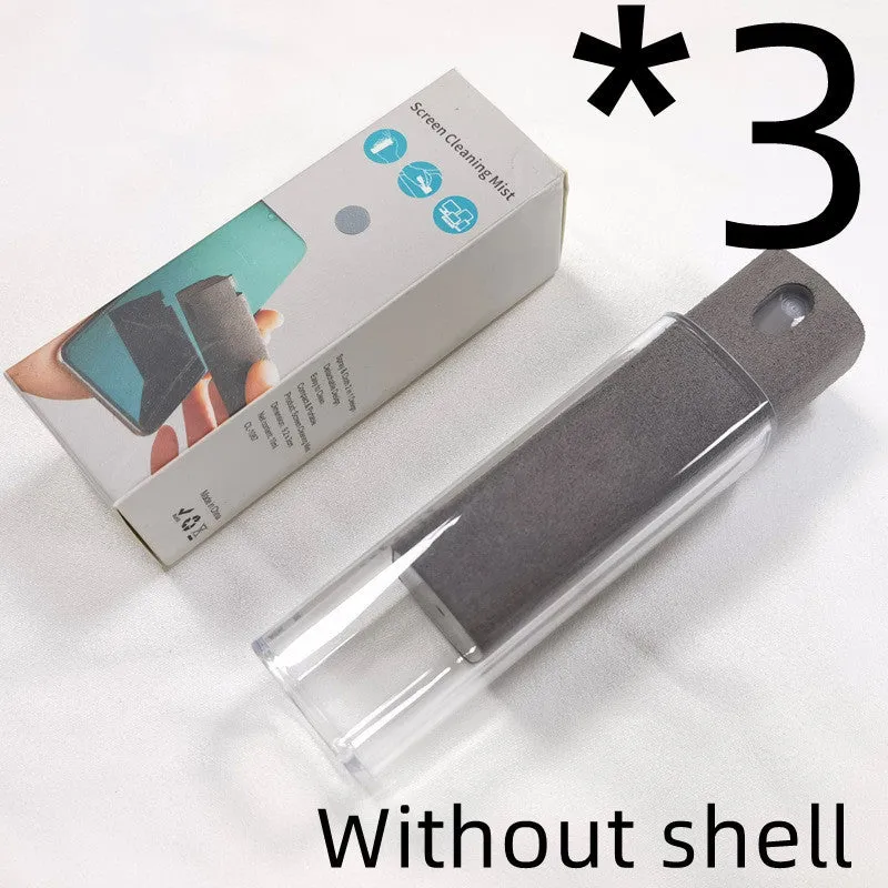 Portable screen cleaner kit with spray bottle and microfiber wipe for electronic displays