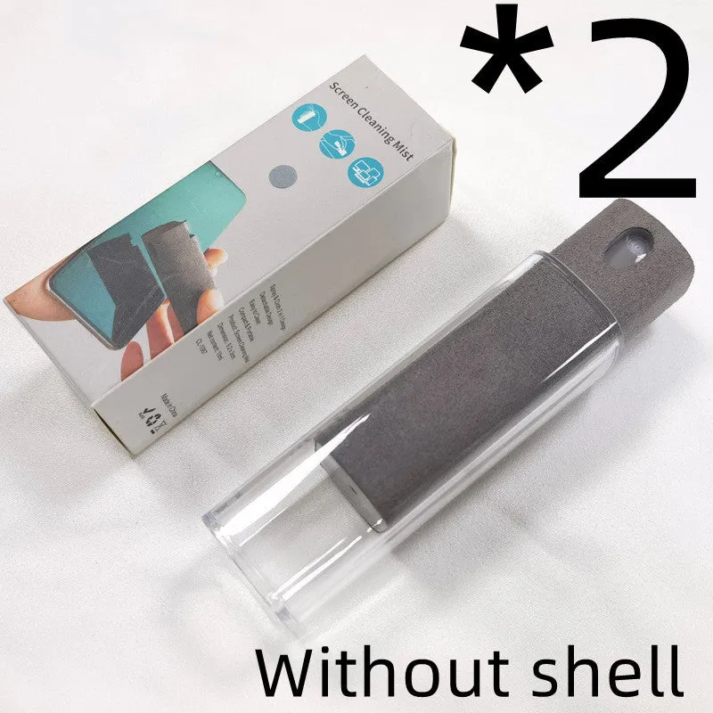 Portable screen cleaner kit with spray bottle and microfiber wipe for electronic displays