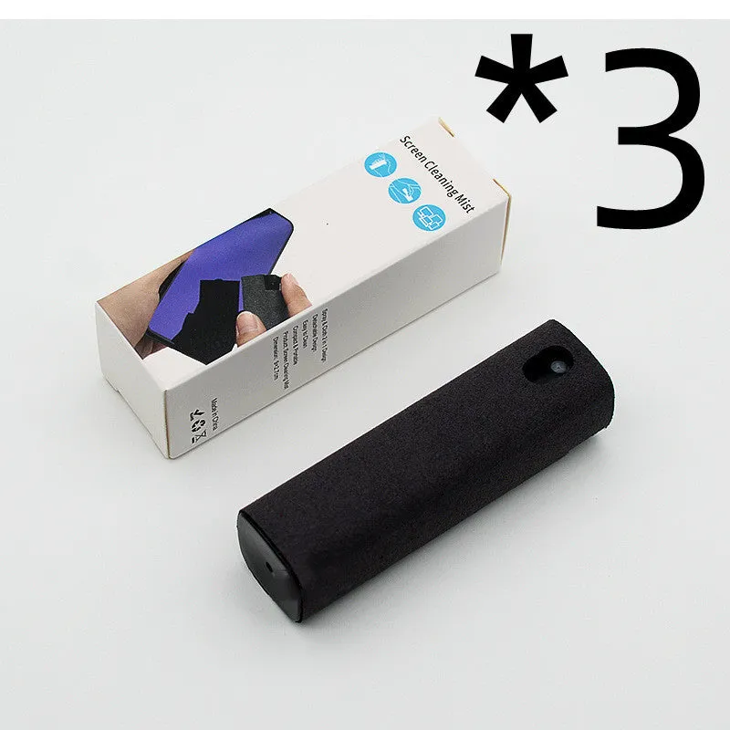 Portable screen cleaner kit with spray bottle and microfiber wipe for electronic displays