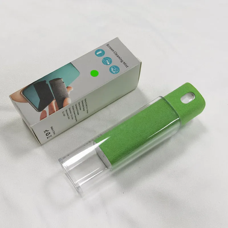 Portable screen cleaner kit with spray bottle and microfiber wipe for electronic displays