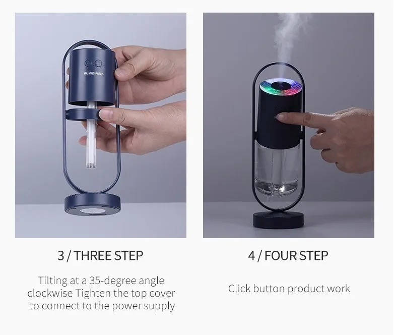Magic Shadow USB air humidifier with projection lights in pink, blue, or white colours