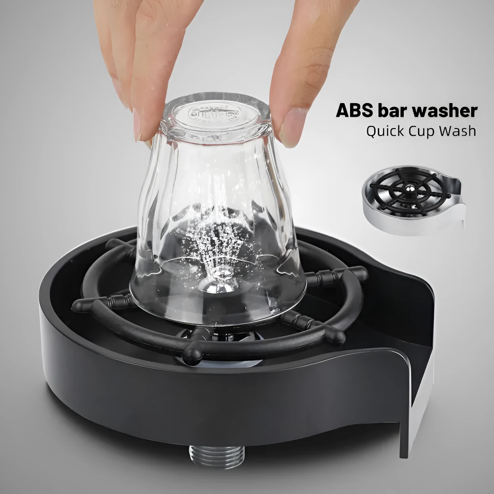 Automatic cup washer with high-pressure spray nozzle for bar counter cleaning