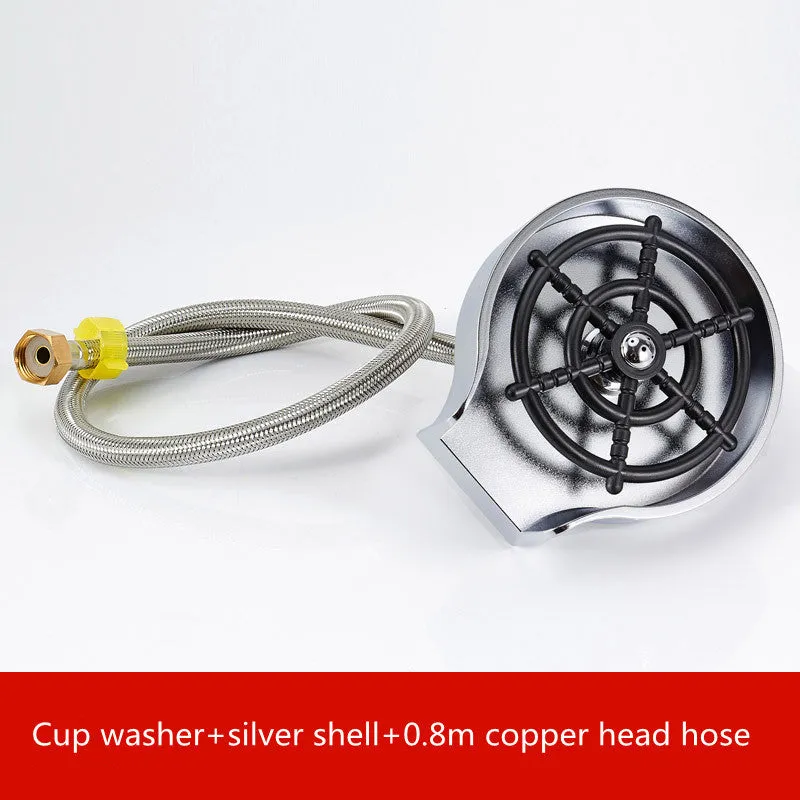 Automatic cup washer with high-pressure spray nozzle for bar counter cleaning