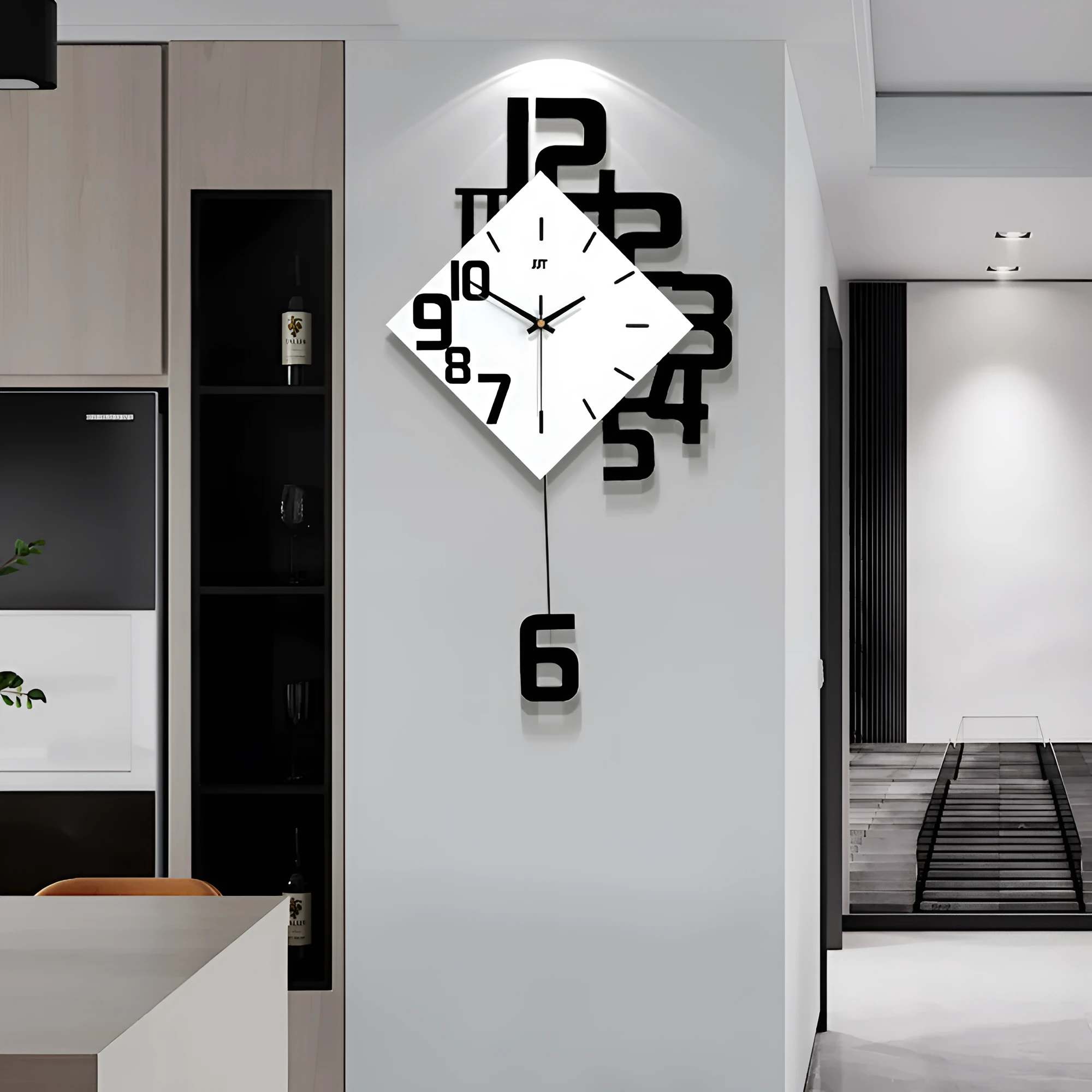 15-inch round digital wall clock with custom text display in black, red, or blue colour options