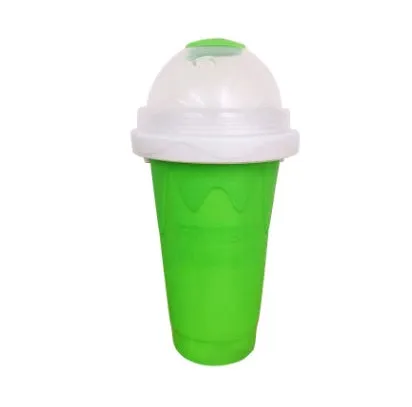 Blue silicone slushy cup with double-layer construction for making frozen drinks without electricity