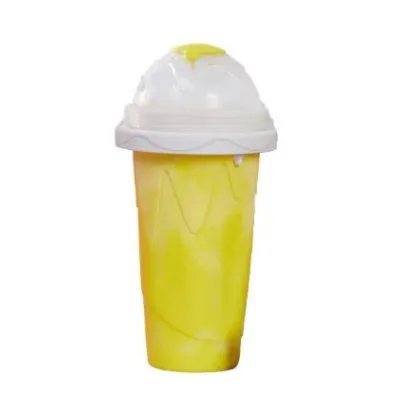 Blue silicone slushy cup with double-layer construction for making frozen drinks without electricity