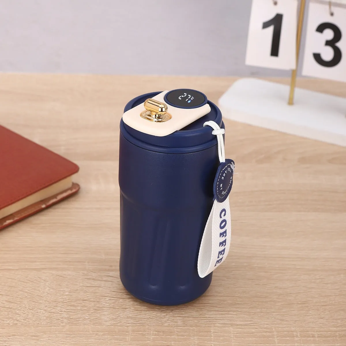 Smart digital thermal bottle 450ml with temperature display, 316 stainless steel liner, available in Fog White Coffee colour