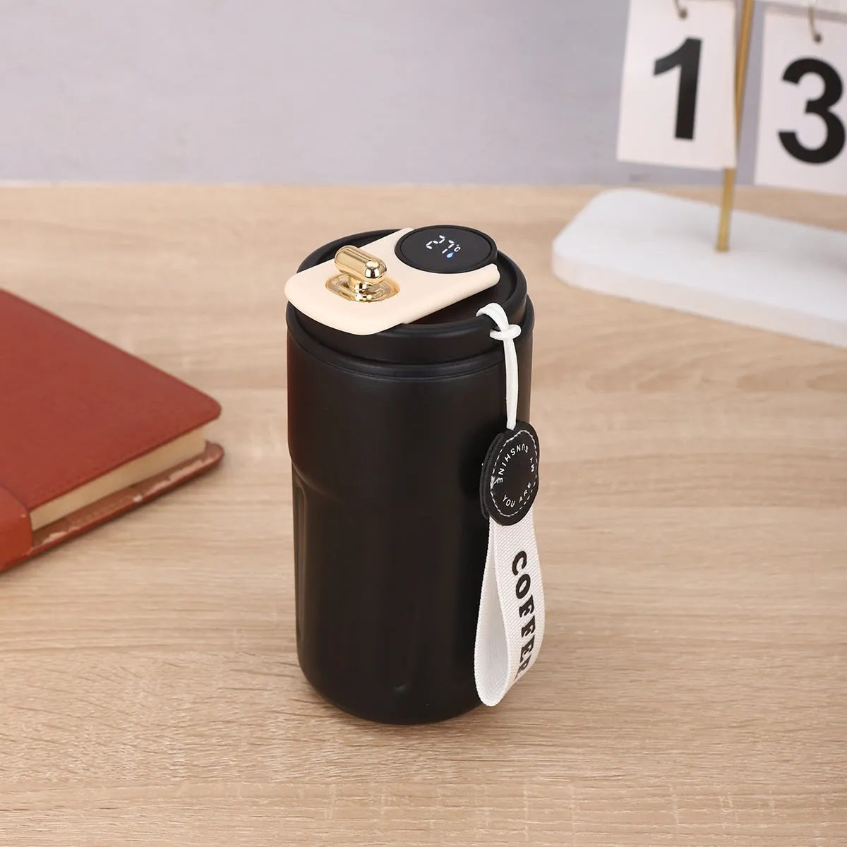 Smart digital thermal bottle 450ml with temperature display, 316 stainless steel liner, available in Fog White Coffee colour