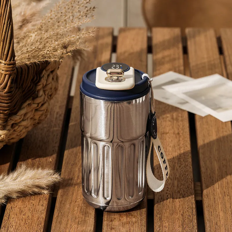 Smart digital thermal bottle 450ml with temperature display, 316 stainless steel liner, available in Fog White Coffee colour