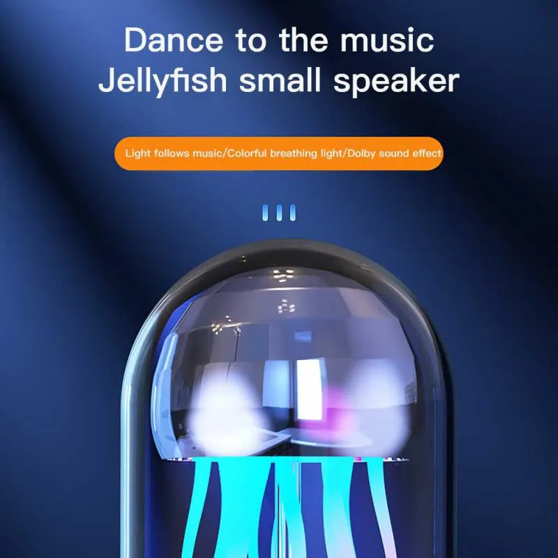 Grey pink purple Bluetooth speaker with jellyfish mood lighting effects and LED clock display screen