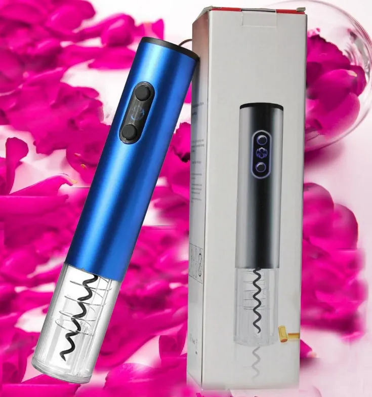 Silver automatic electric wine bottle opener with integrated foil cutter.