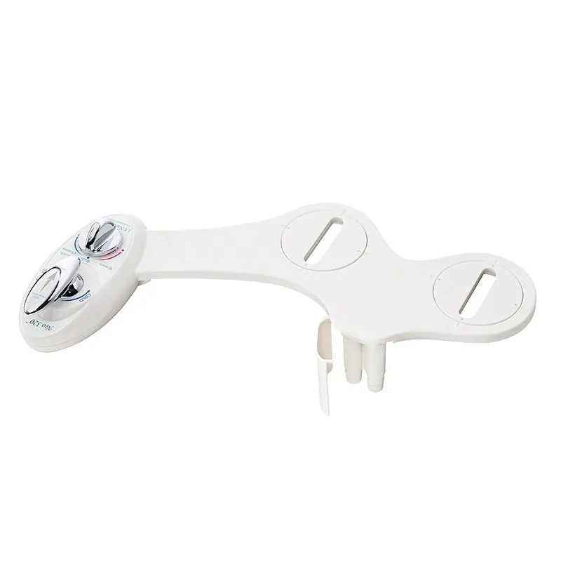 Non-electric bidet toilet spray in blue colour with dual nozzles and remote control
