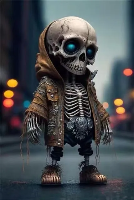 Resin skeleton figurine ornament measuring 15cm tall with modern sleek design for Halloween décor