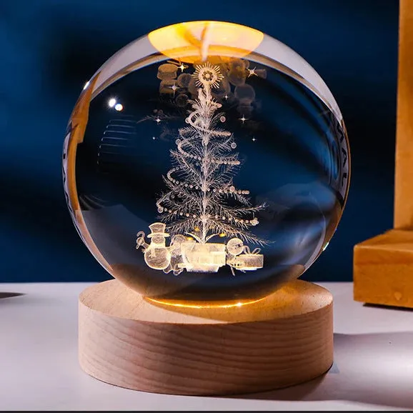 6cm crystal ball night light projecting starry sky patterns with detailed planetary carvings