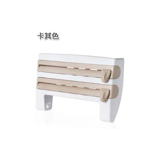4-in-1 wall-mounted ABS kitchen roll holder dispenser for cling film, foil, tissue and paper towels, 39x10x24cm, in white