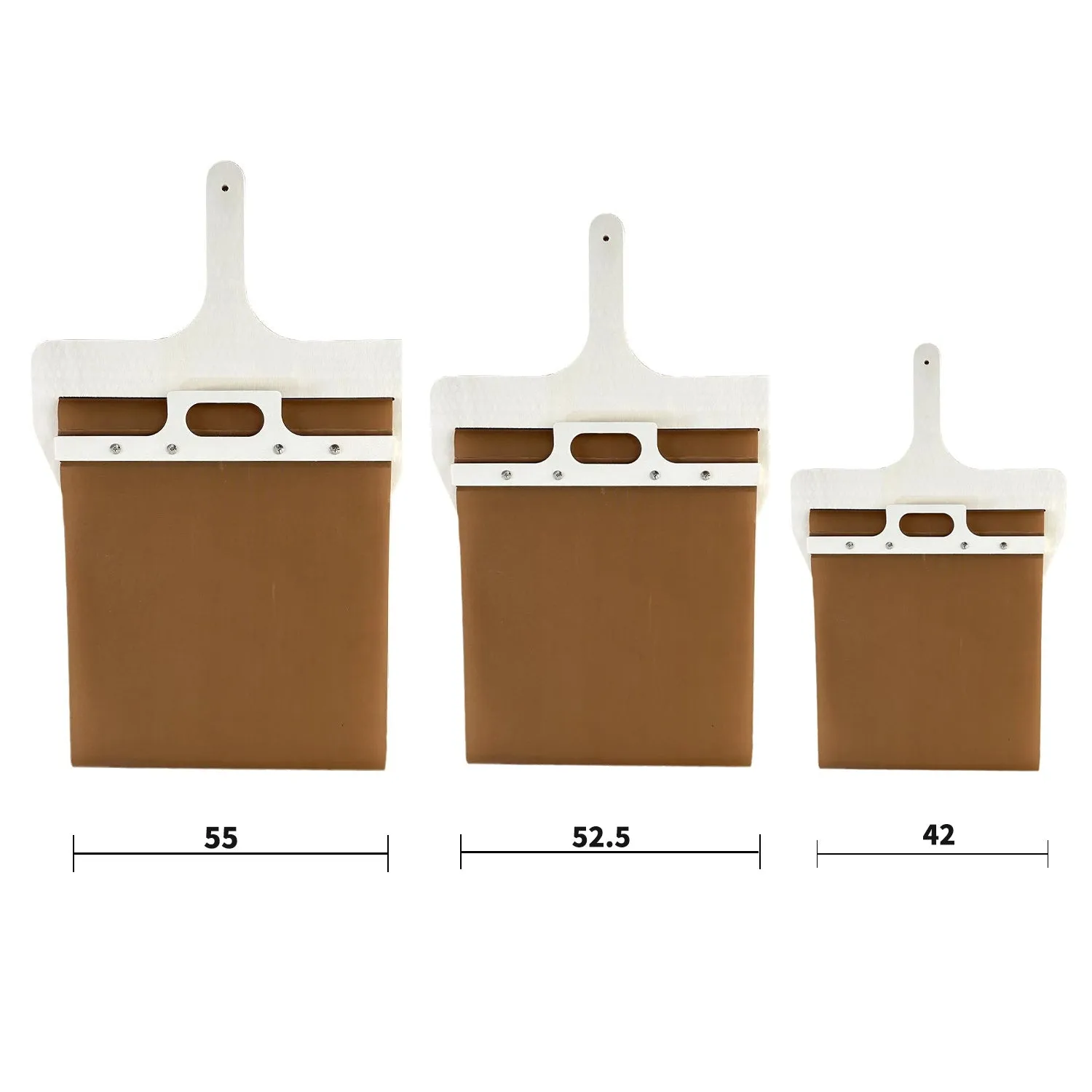 Natural wood sliding pizza peel in log colour with wooden handle, available in three sizes for transferring baked goods