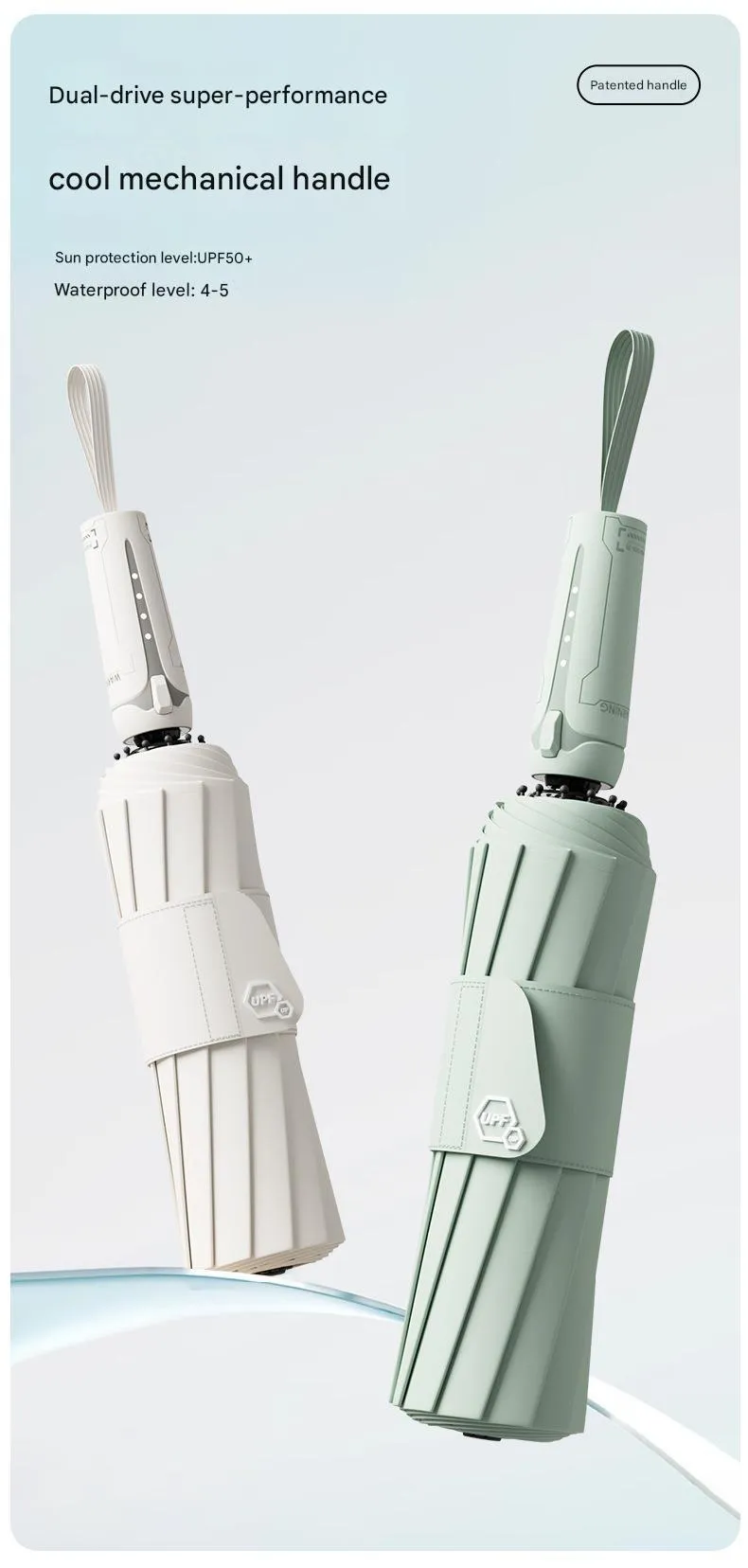 Automatic folding umbrella with 108cm oversized canopy in multiple colour options