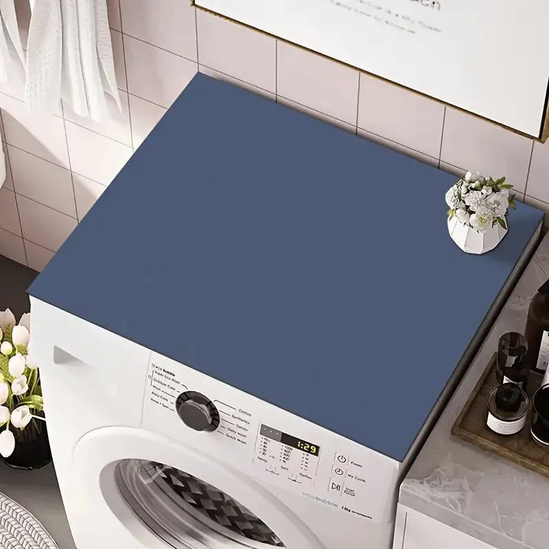 Square washing machine mat with abstract printed pattern in polyester fibre for laundry floor protection