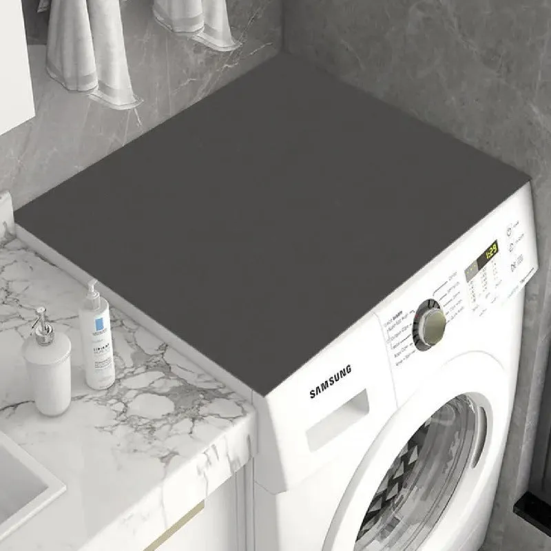 Square washing machine mat with abstract printed pattern in polyester fibre for laundry floor protection