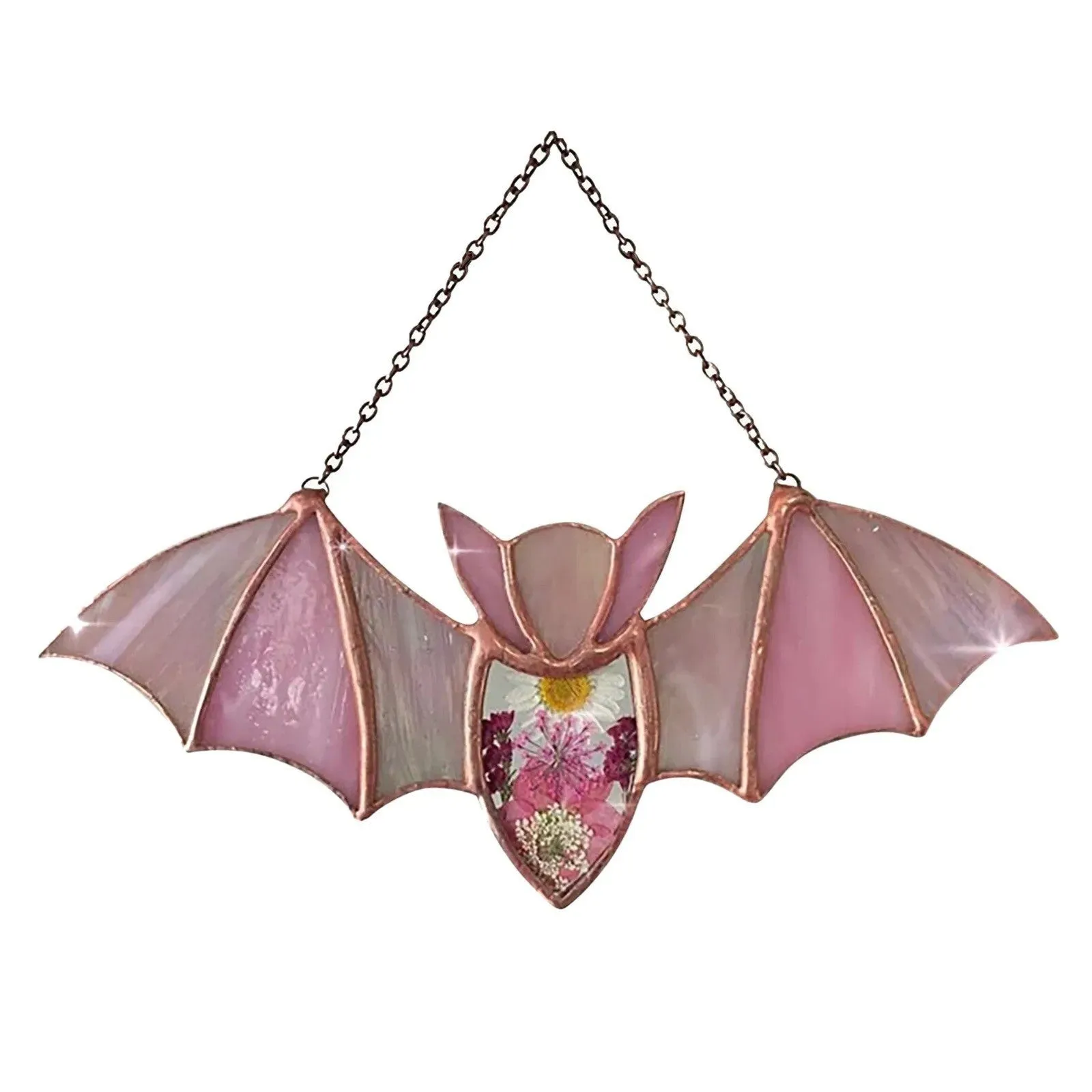 A modern art style bat printed on a clear acrylic wall hanging pendant.