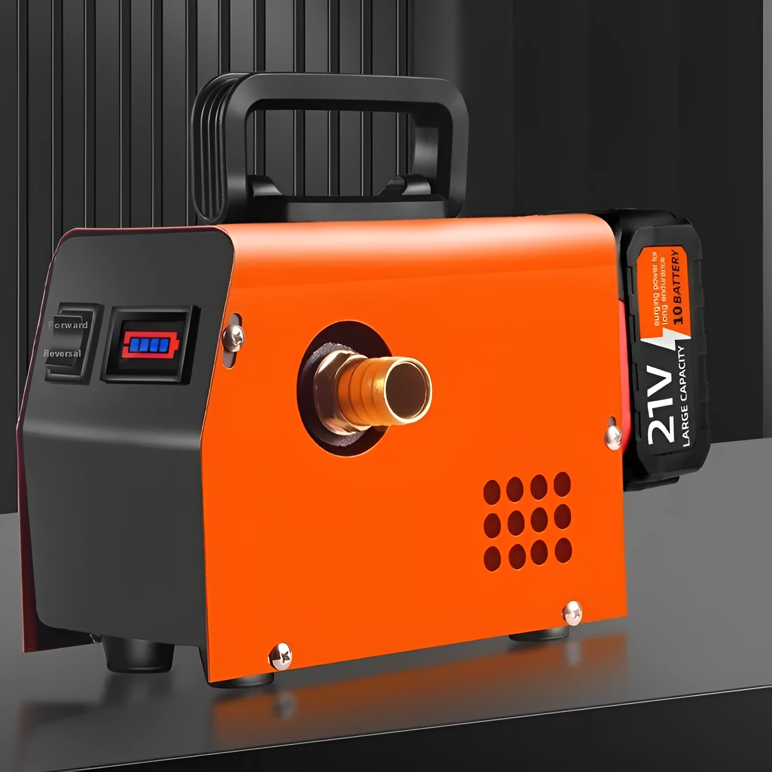 Aluminum alloy portable rechargeable oil pump with lithium batteries and accessory kit