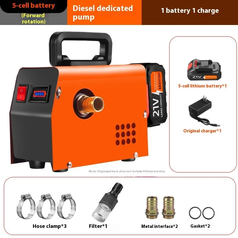 Aluminum alloy portable rechargeable oil pump with lithium batteries and accessory kit