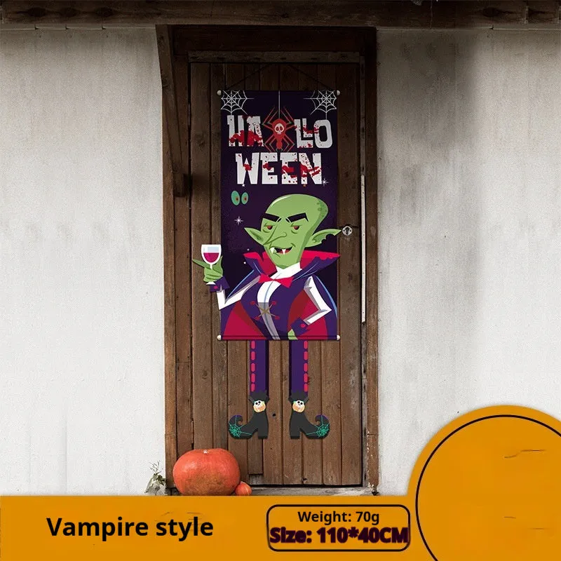 Cloth Halloween pumpkin wall hanging decoration 110×40cm with hooks