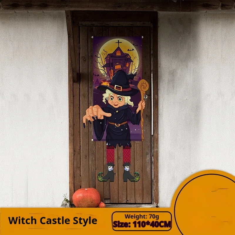 Cloth Halloween pumpkin wall hanging decoration 110×40cm with hooks