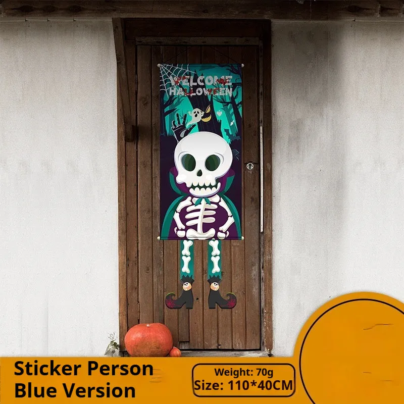 Cloth Halloween pumpkin wall hanging decoration 110×40cm with hooks