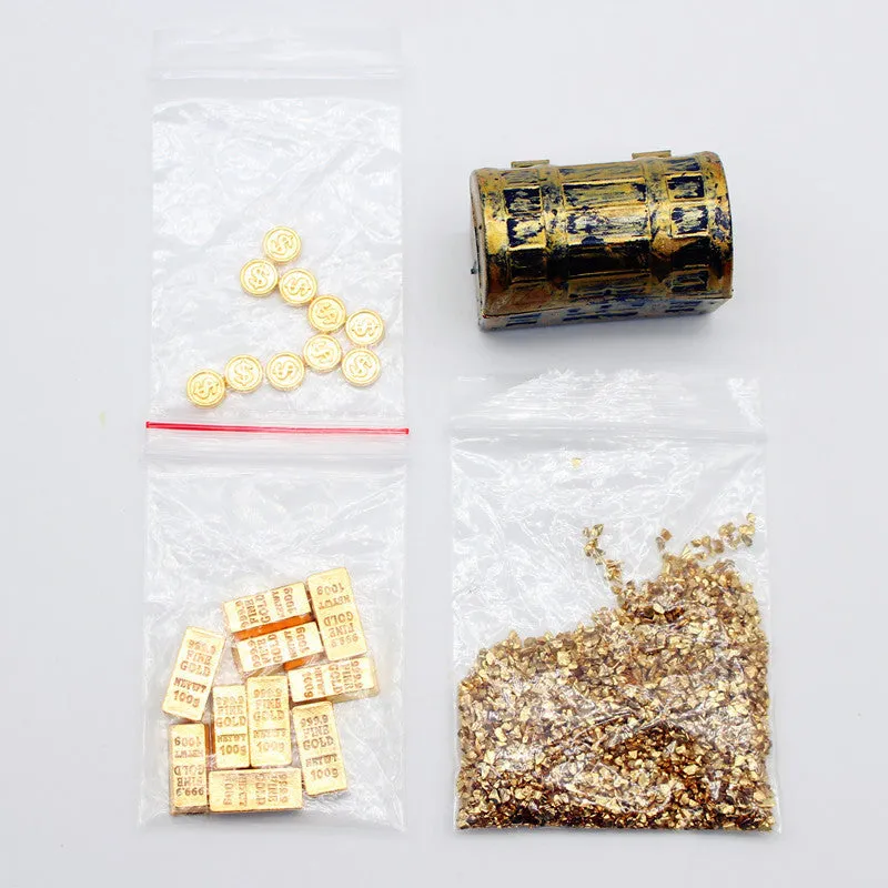 Alloy gold coin treasure box doll house miniature ornament for teenagers