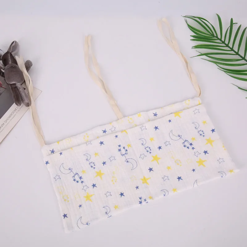 Cotton double layer baby bedside buggy bag in American Gray Flower colour with two compartments