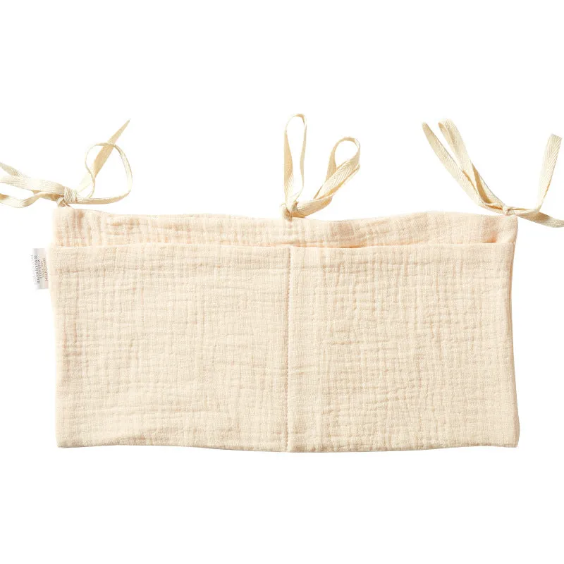 Cotton double layer baby bedside buggy bag in American Gray Flower colour with two compartments