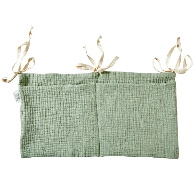 Cotton double layer baby bedside buggy bag in American Gray Flower colour with two compartments