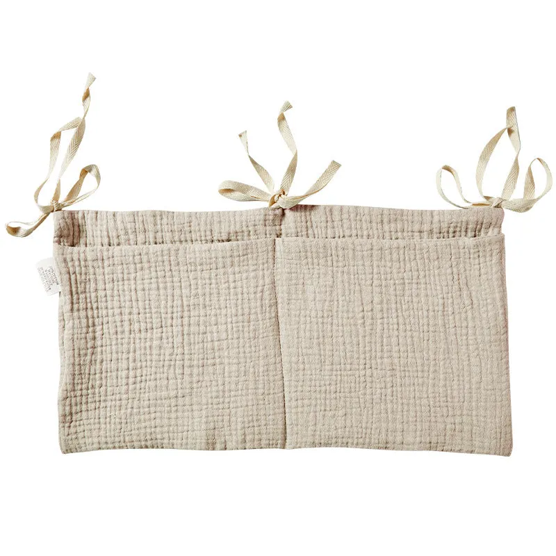 Cotton double layer baby bedside buggy bag in American Gray Flower colour with two compartments