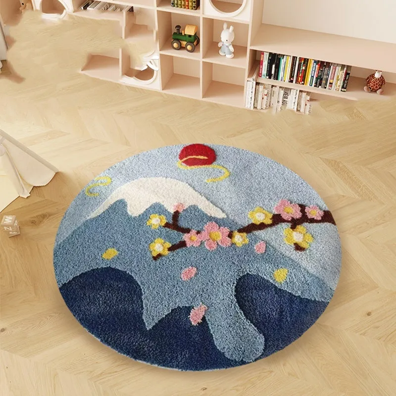 Hailang round blue snow mountain cartoon carpet for children's bedroom
