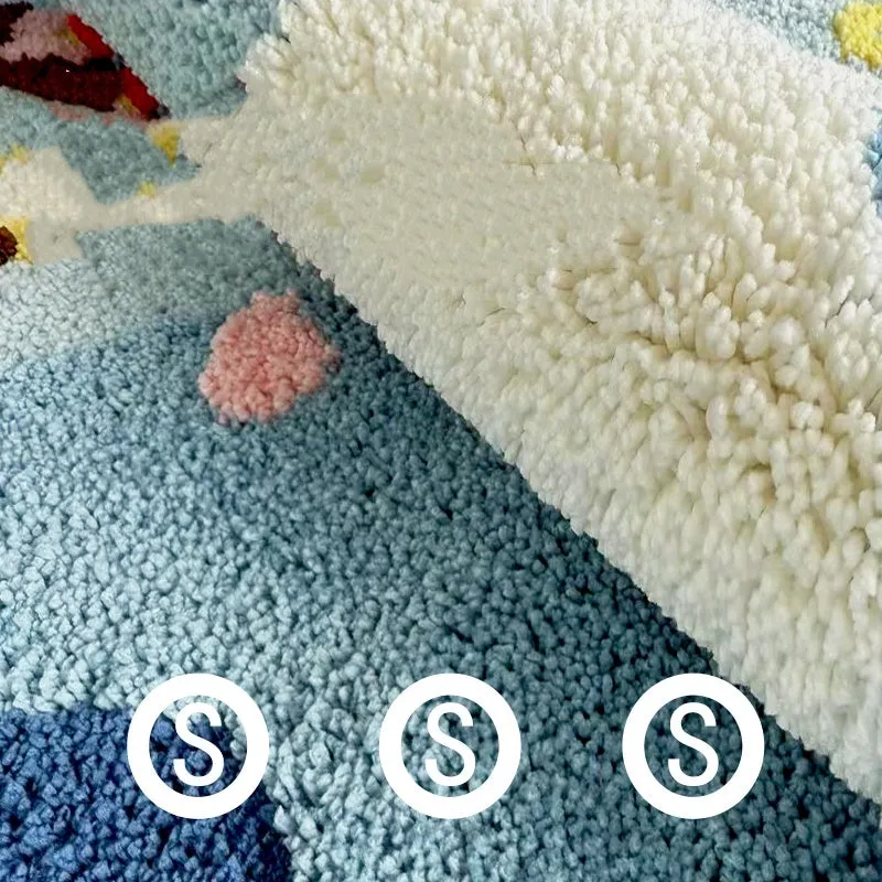 Hailang round blue snow mountain cartoon carpet for children's bedroom