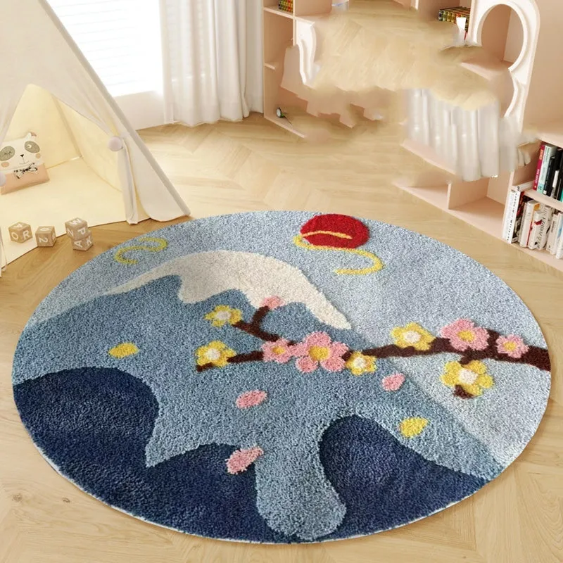 Hailang round blue snow mountain cartoon carpet for children's bedroom