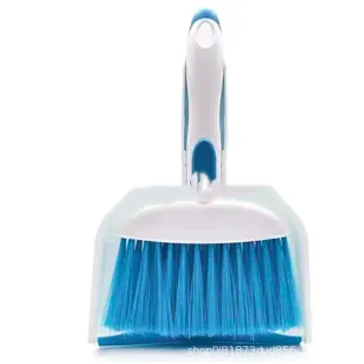 Mini plastic dusting brush and dustpan suit in small size with colour options cherry blossom powder, glacier blue, Nordic green, gray, blue white, and green white