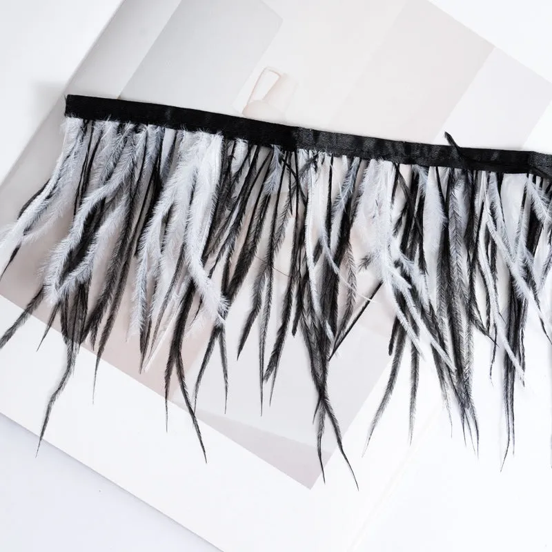Decorative feather cloth strip DIY trim 10-15cm wide in multiple colours for clothing crafts