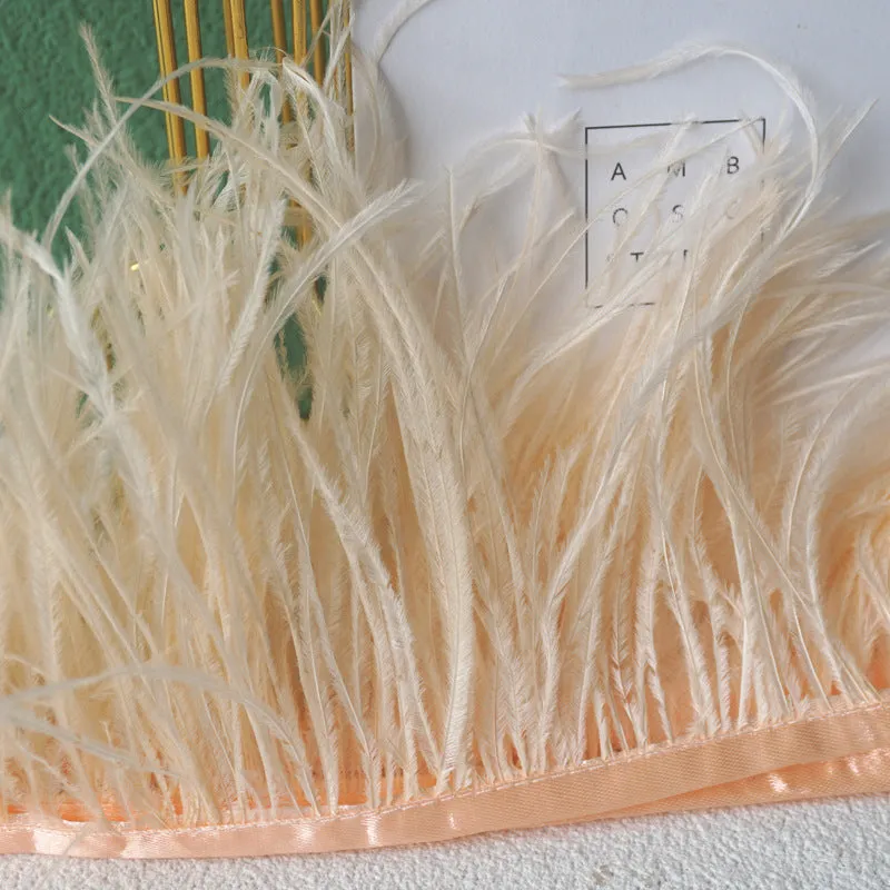 Decorative feather cloth strip DIY trim 10-15cm wide in multiple colours for clothing crafts