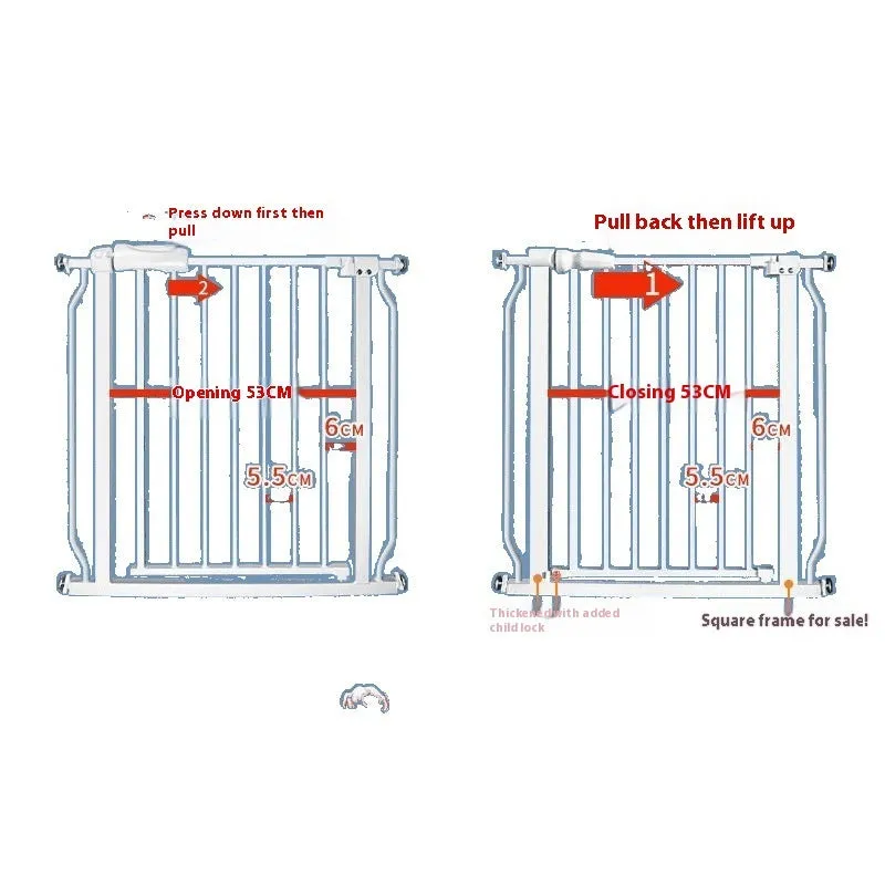 Baby safety gate plastic barrier 78cm high adjustable width 61-85.9cm white model for stairs