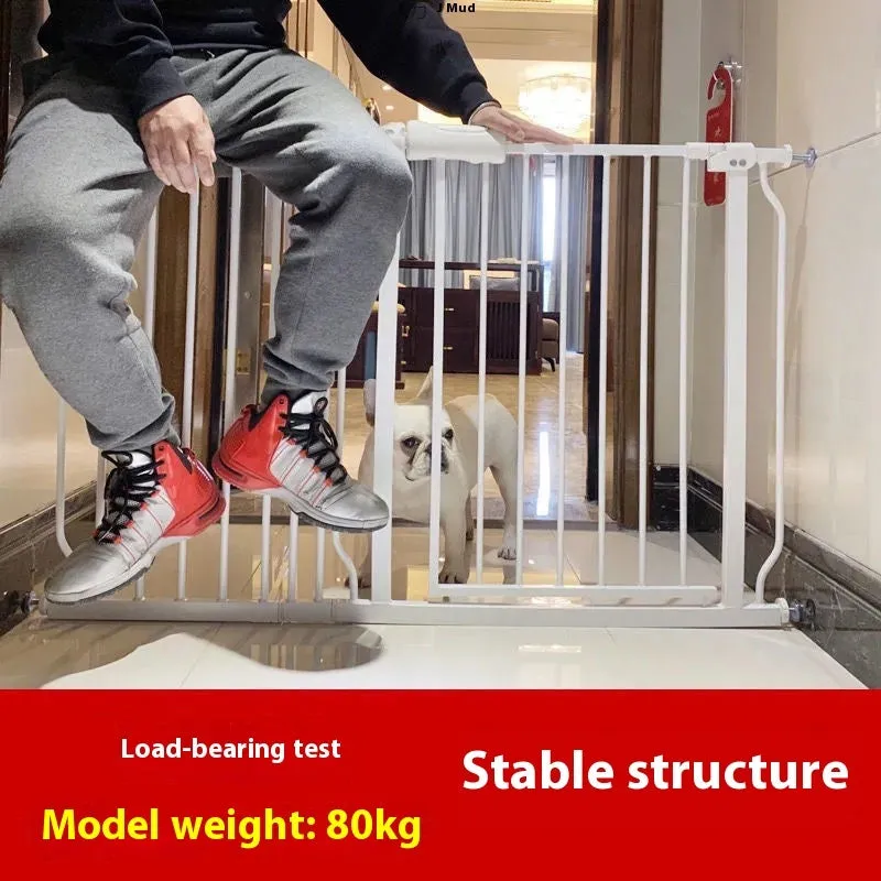 Baby safety gate plastic barrier 78cm high adjustable width 61-85.9cm white model for stairs