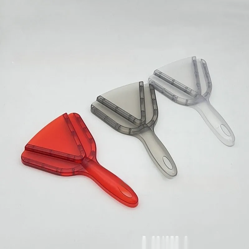 Adjustable telescopic manual can opener and bottle opener with non-slip red plastic handle.