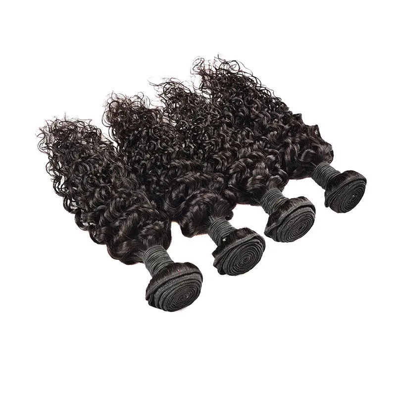 Real human hair extension water wave 9A natural colour wig for ladies