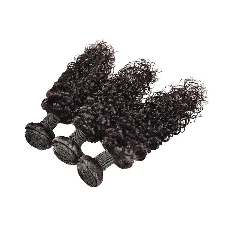 Real human hair extension water wave 9A natural colour wig for ladies