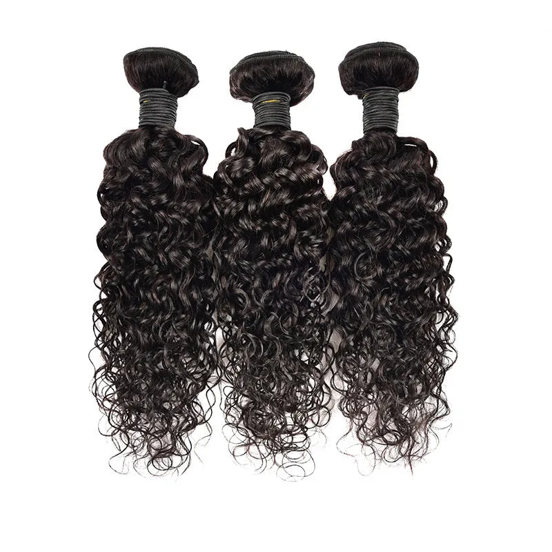 Real human hair extension water wave 9A natural colour wig for ladies